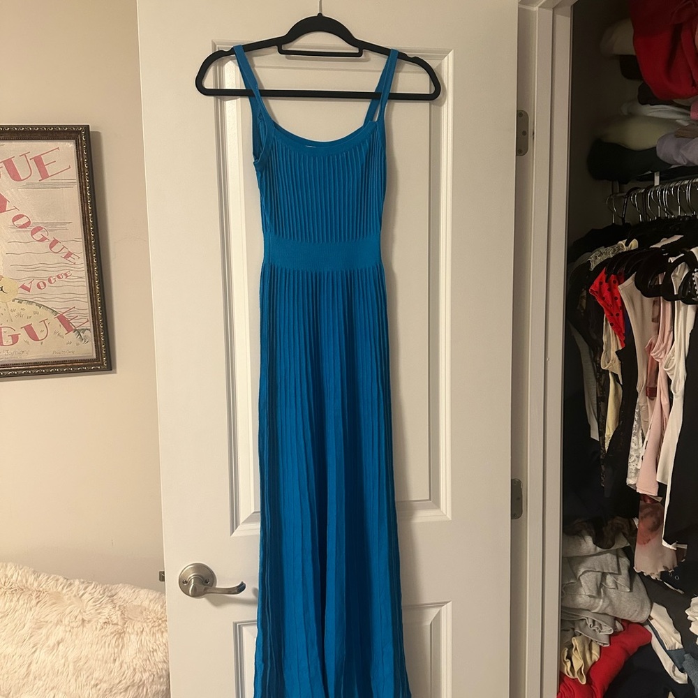Blue Pleated Maxi Dress Size S